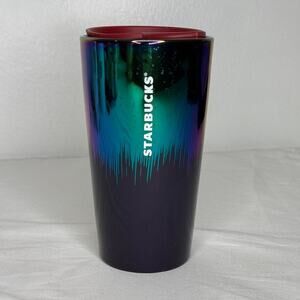 Starbucks Iridescent Aurora Gradient Tumbler 12oz Black Green Blue Metallic